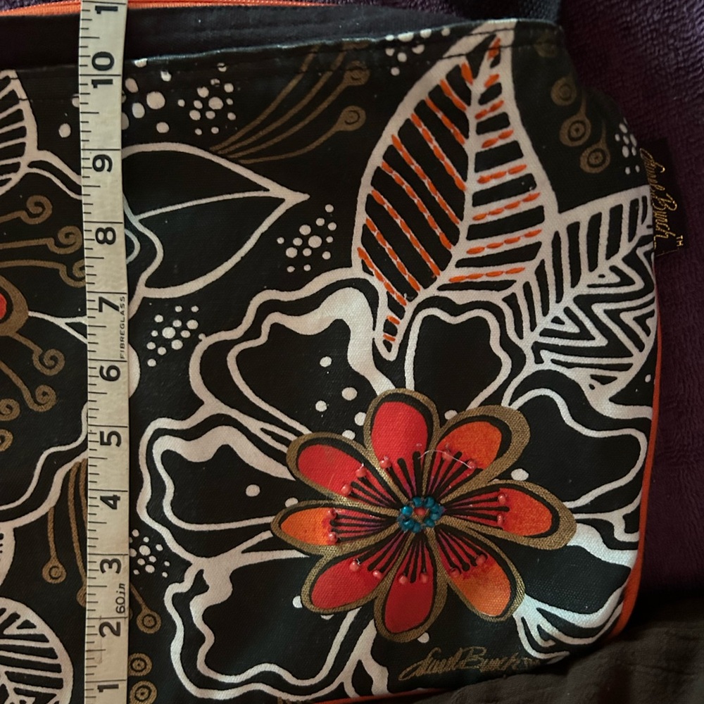 Laurel Burch Orange Black Colorful Floral Shoulder Bag - Picture 7 of 7